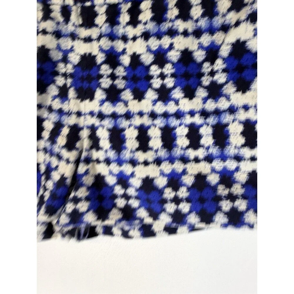 J Crew Women Boardwalk Elastic Pull On Shorts  Geometrc Multi Blue LINEN BLEND 2